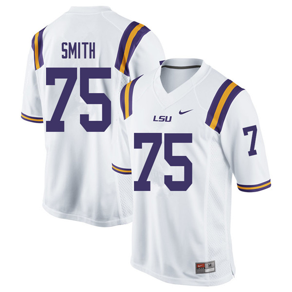 Men #75 Michael Smith LSU Tigers College Football Jerseys Sale-White
